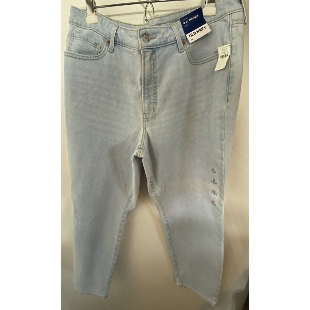 Old Navy Womens Size 16 Jeans O. G. Straight Highrise Light Wash Stretch Comfort